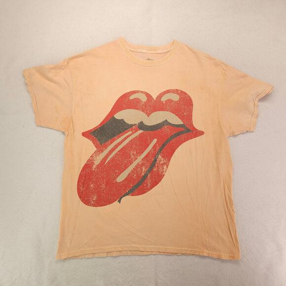 The Rolling Stones Band Crew Neck Short Sleeve T Shirt Mens Size XL Orange - Picture 2 of 9